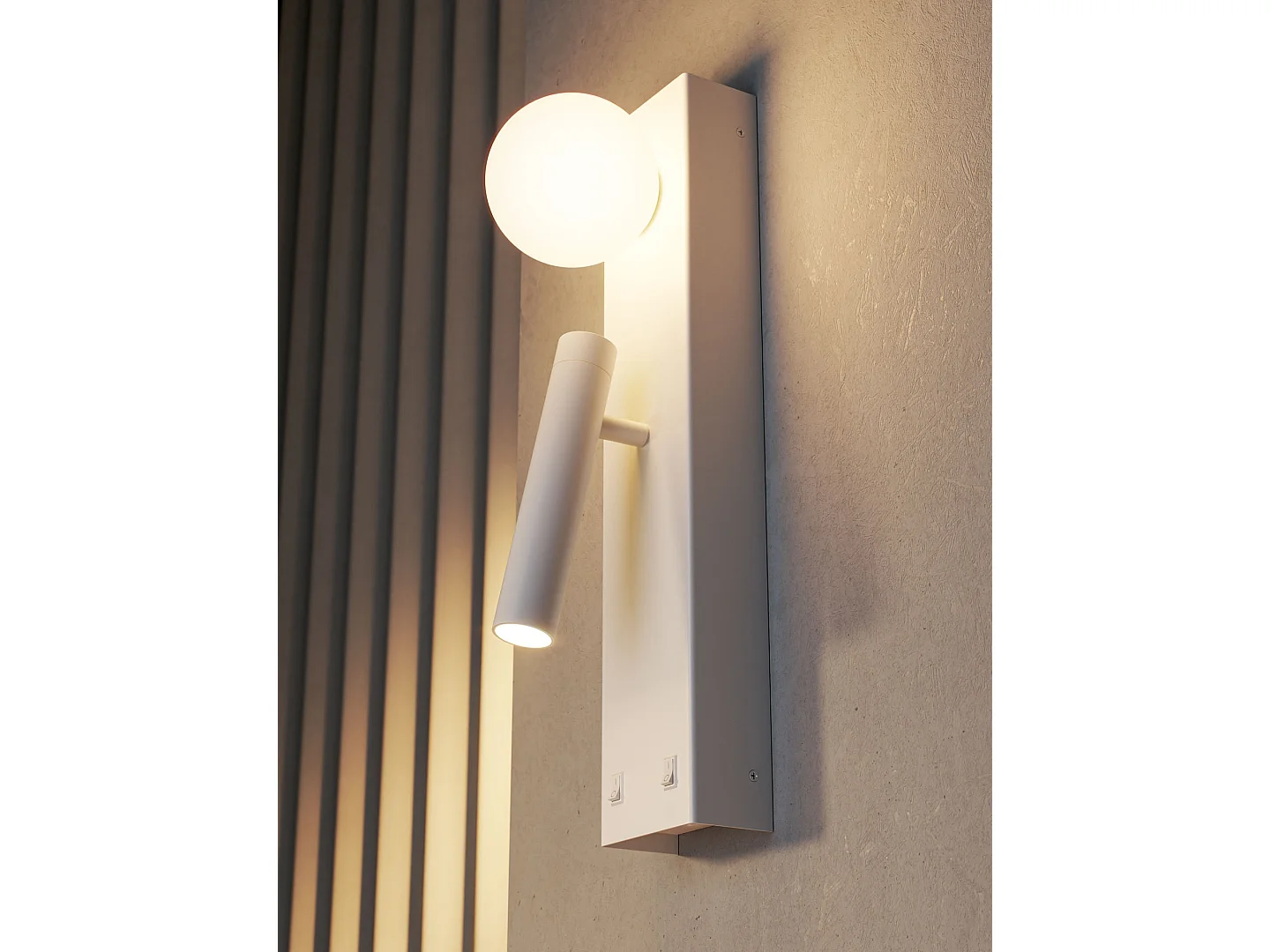 Aplique de parede LED Sphere Alp 20W 2700K com feixe de luz de 360° e ajuste de foco, conforto visual, UGR<19, cor preta fosca - Beneito & Faure