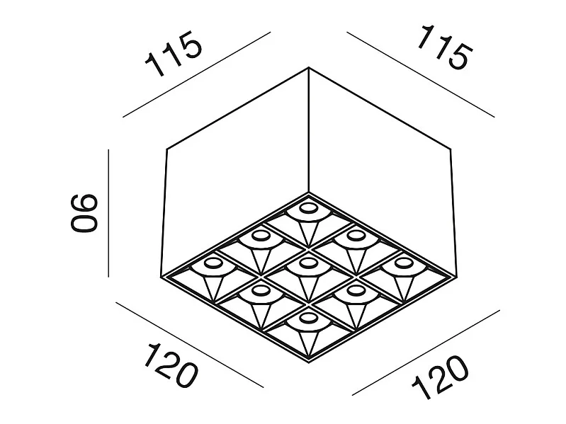 Plafonnier/Applique Gfa 9 Points Lumineux 36W 2850Lm 4000K Blanc Satiné Avec Optique Anti-Éblouissante - Gealuce