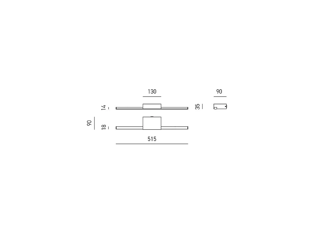 Luminária de parede GAP491C 12W 870lm 3000K IP44 em alumínio preto fosco - Gealuce - Luminária de parede LED moderna para interiores com luz indireta.
