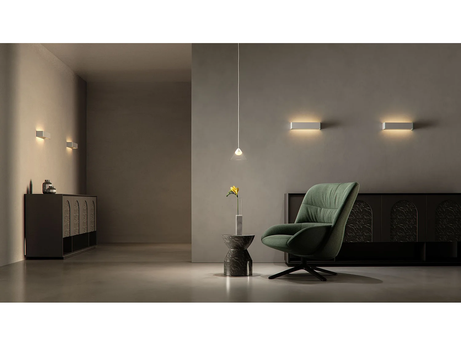 Luminária de parede LED Icon Wall 12W 120° CCT com interruptor 2700K/3200K/4000K Branco Fosco - Iluminação decorativa indireta - Beneito & Faure