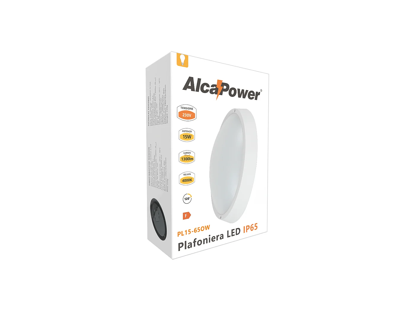 Plafonnière LED Alcapower Oval 15W IP65 1300lm 4000K Luz Natural Branca, Design Compacto e Resistente para Ambientes Internos e Externos