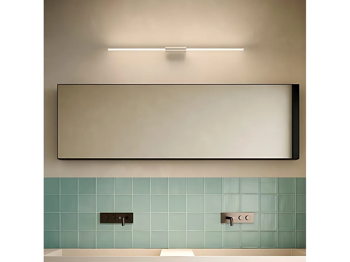 Luminária linear LED brilhante de 12W para parede e teto, cor preto, difusor cilíndrico em policarbonato, instalação horizontal e vertical.