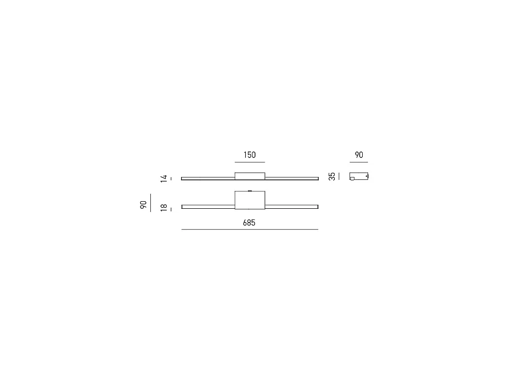 Luminária de parede GAP493C 16W 1670lm 3000K IP44, alumínio preto fosco - Gealuce - Luminária de parede LED moderna para interiores com luz indireta.