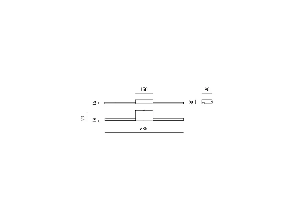 Luminária de parede GAP493C 16W 1670lm 3000K IP44, alumínio preto fosco - Gealuce - Luminária de parede LED moderna para interiores com luz indireta.