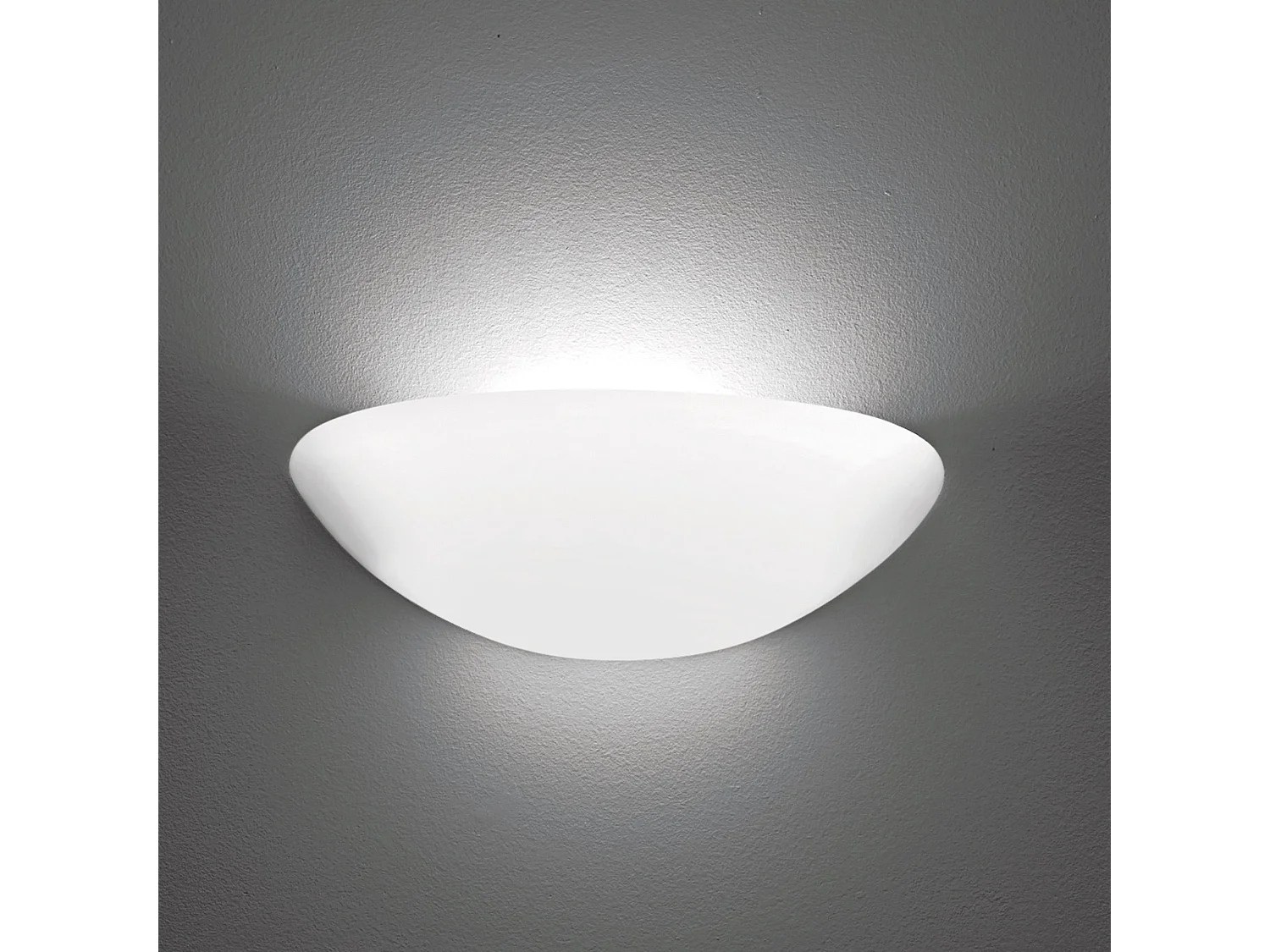 Zafferano Luminária de parede, vidro triplex opala acetinado e metal, 330x115x160 mm, 2X E14 de 42 Watt, IP20, branco, vidro branco opala acetinado