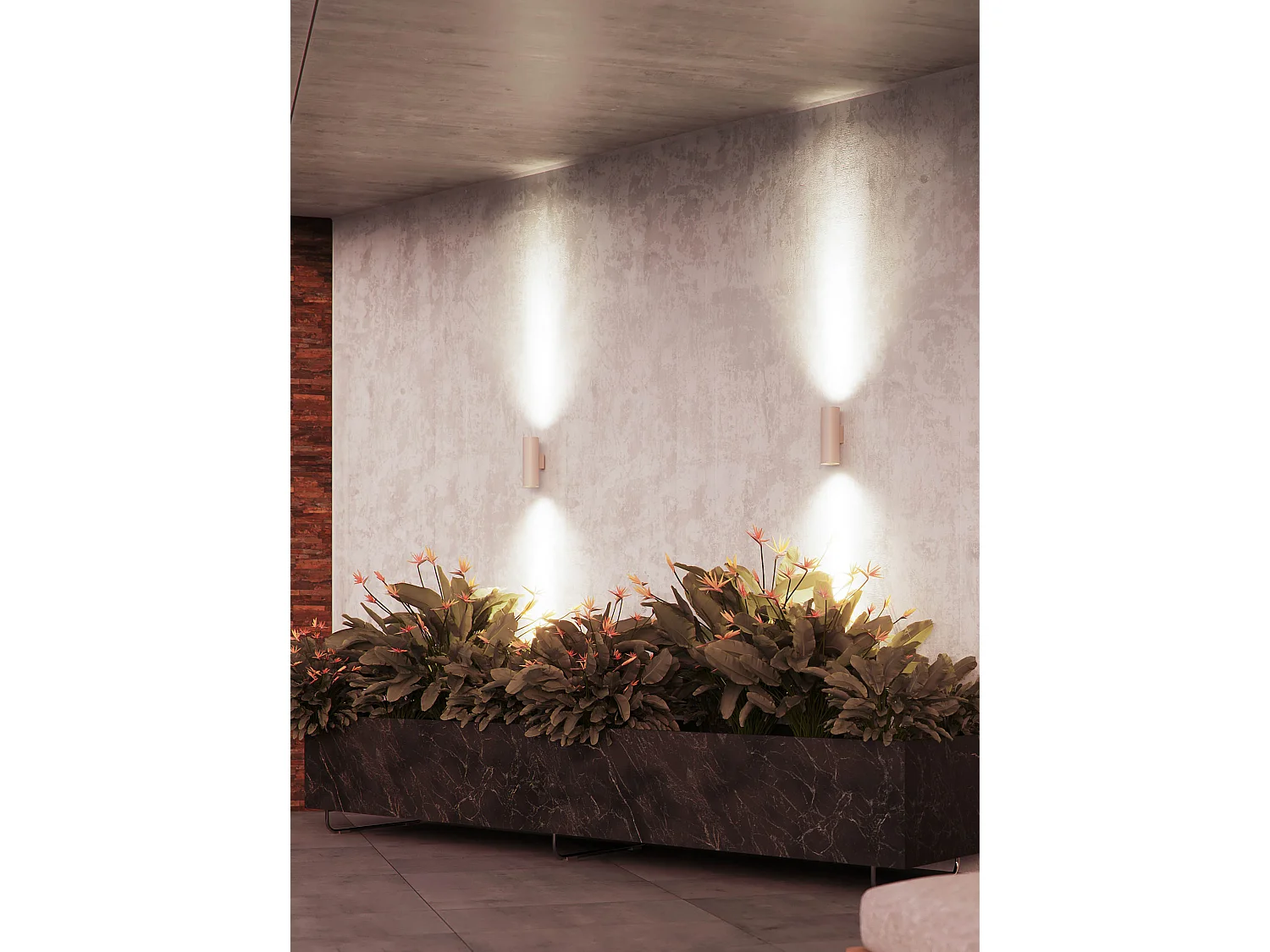 Luminária de Parede Dupla Sunset XL LED 32cm, 16W, com Interruptor, CCT 2700K/3200K/4000K, Acabamento Preto Mate, IP65 da Beneito & Faure