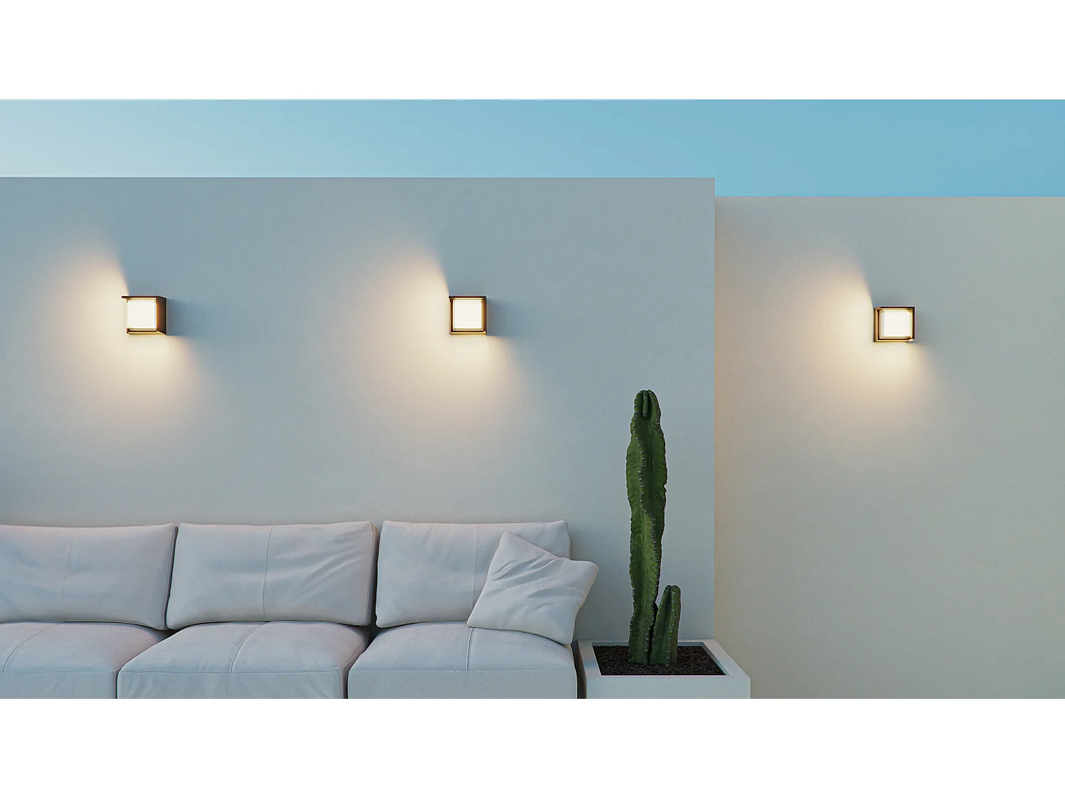 Luminária parede LED Blis 15W 180° Beneito & Faure, acabamento aço corten, tecnologia switch, temperaturas 2700K/3200K/4000K, ideal exteriores