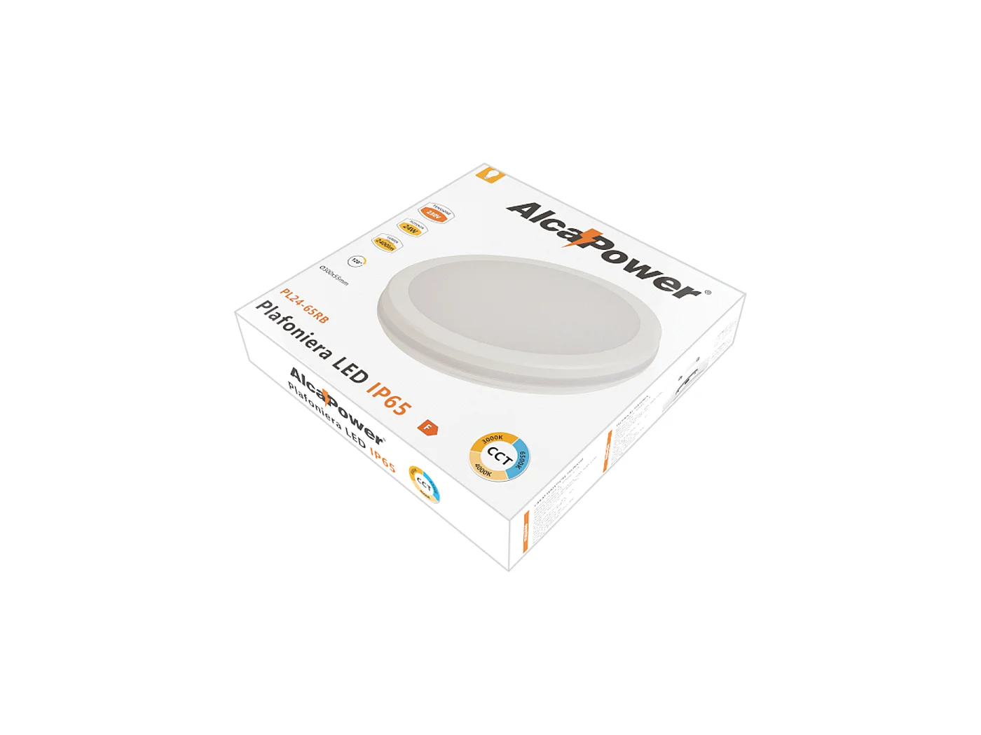 Alcapower Plafoniera LED Redonda 24W CCT Selecionável 3000K-4000K-6500K 2400lm IP54 IK08 Branca Diâmetro 30cm para Interior e Exterior