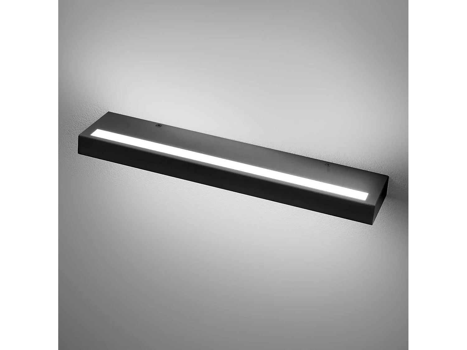 Luminária de parede Gealuce GAP525 - LED dimerizável de 44W, 4983lm, 3000K, luz indireta, IP20, alumínio preto acetinado