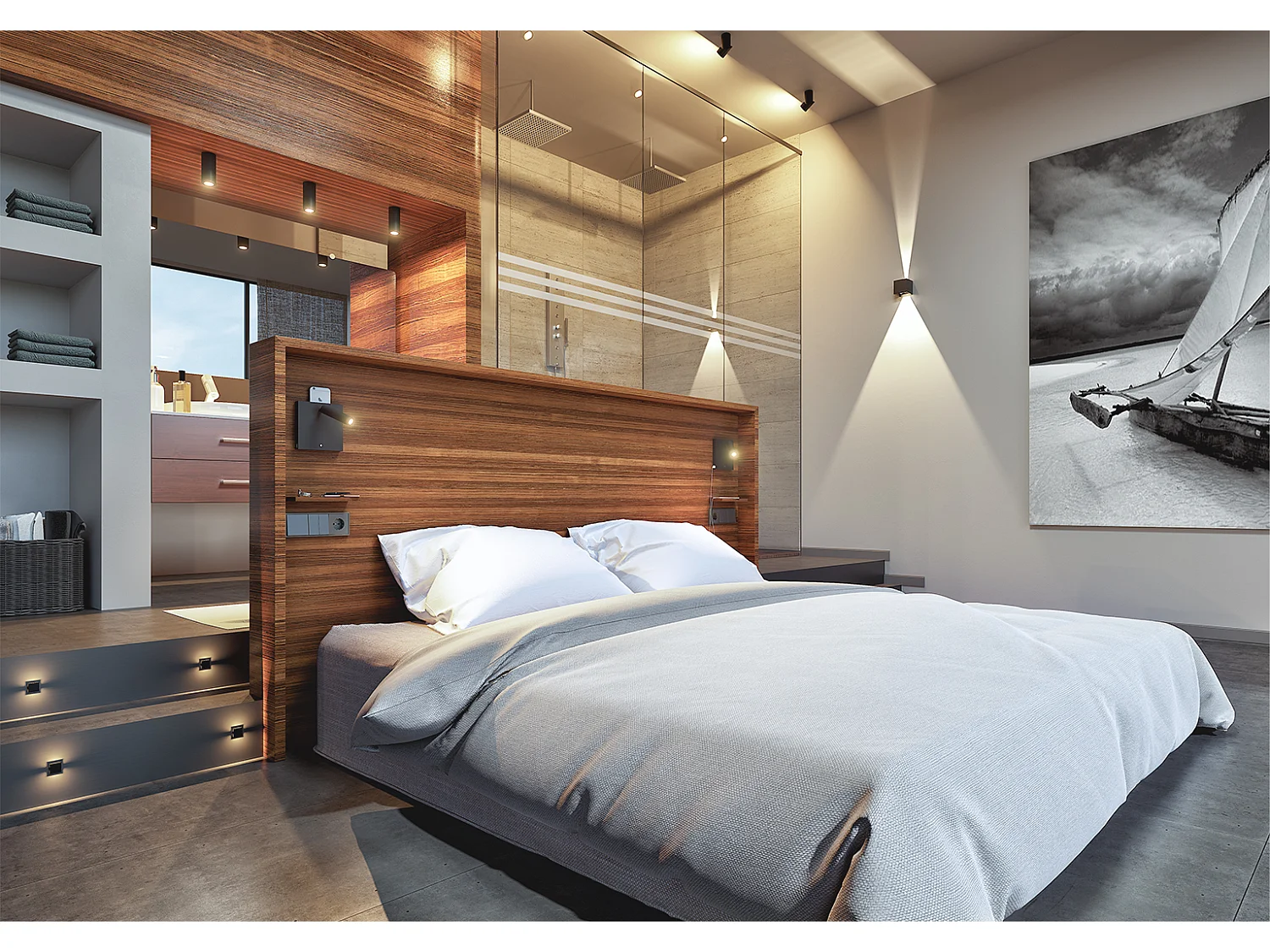 Luminária de parede LED Sweet Wall 4W 2700K Ajustável em 20° com Carregador Sem Fio USB-A/C Integrado, Preto Fosco - Beneito & Faure