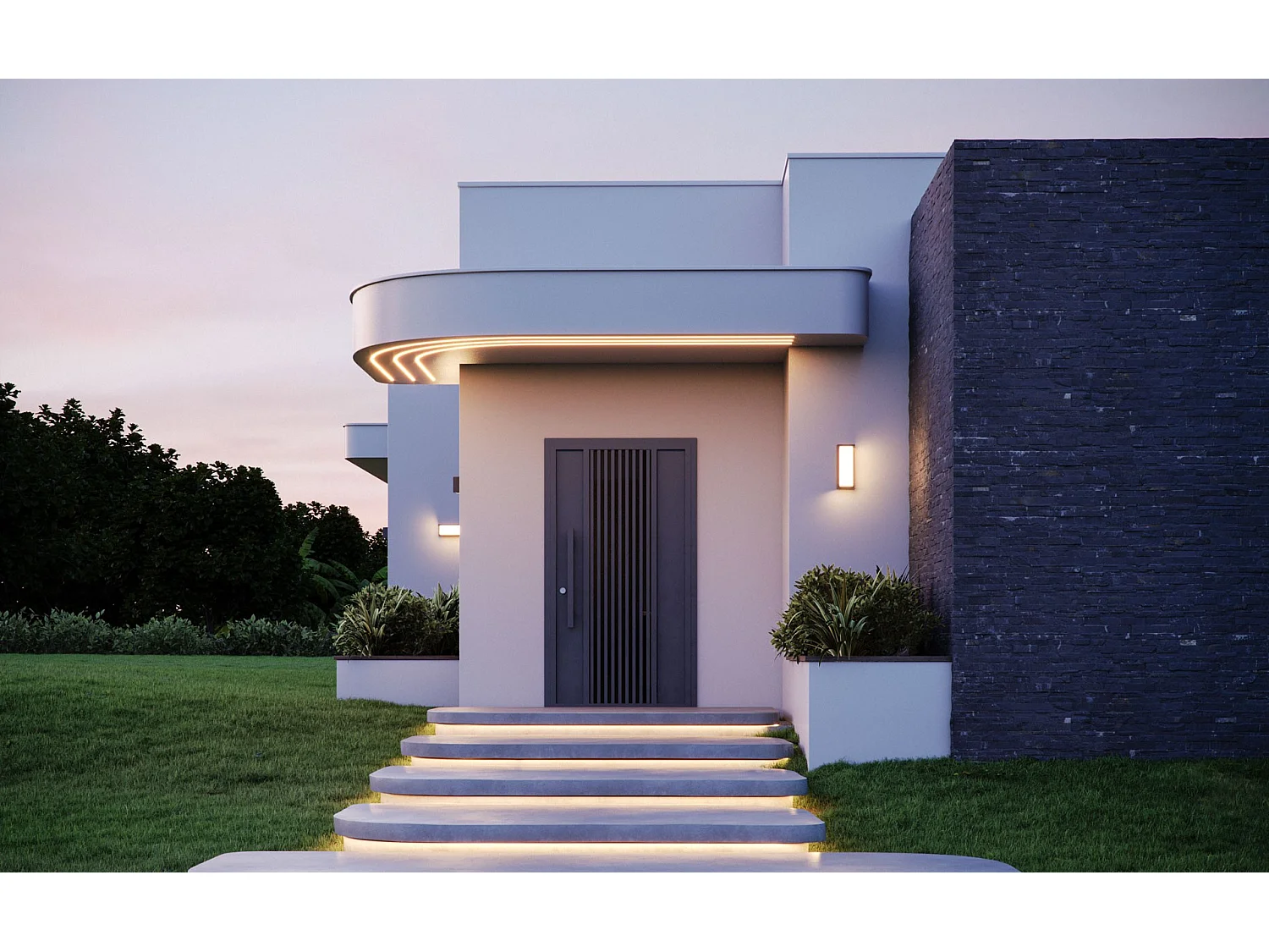 Luminária de parede exterior LED Blis 24W, retangular, preto mate, interruptor CCT 2700K/3200K/4000K, design Beneito & Faure - Iluminação Elite