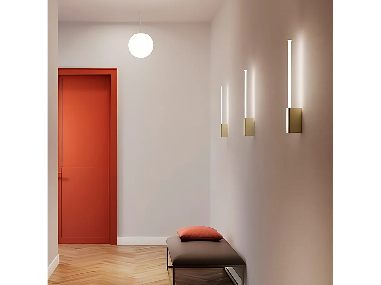 Luminária de Parede LED em Alumínio Preto, Design Cilíndrico Minimalista, Tecnologia TRIAC Regulável, Bivolt, Dimensões 8,2 x 3,6 x 70,2 cm