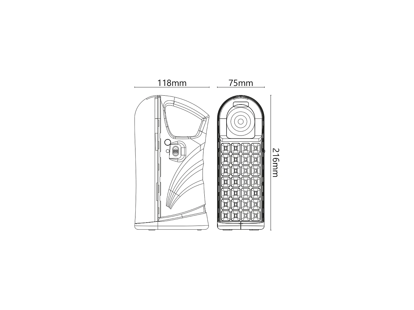 Lampe Torche Portable Rechargeable Avec Panneau Led Smd 28, Batterie Li-Ion 18650 2200 Mah, Double Mode D'Éclairage 90 Lm Et 250 Lm