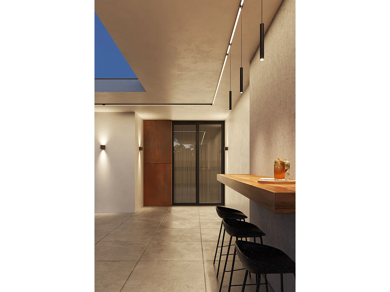 Lek R Wall - Runde LED-Wandleuchte für den Innen- und Außenbereich, 6,8 W, verstellbarer Abstrahlwinkel 0-120°, 3000 K, Corten - Beneito & Faure