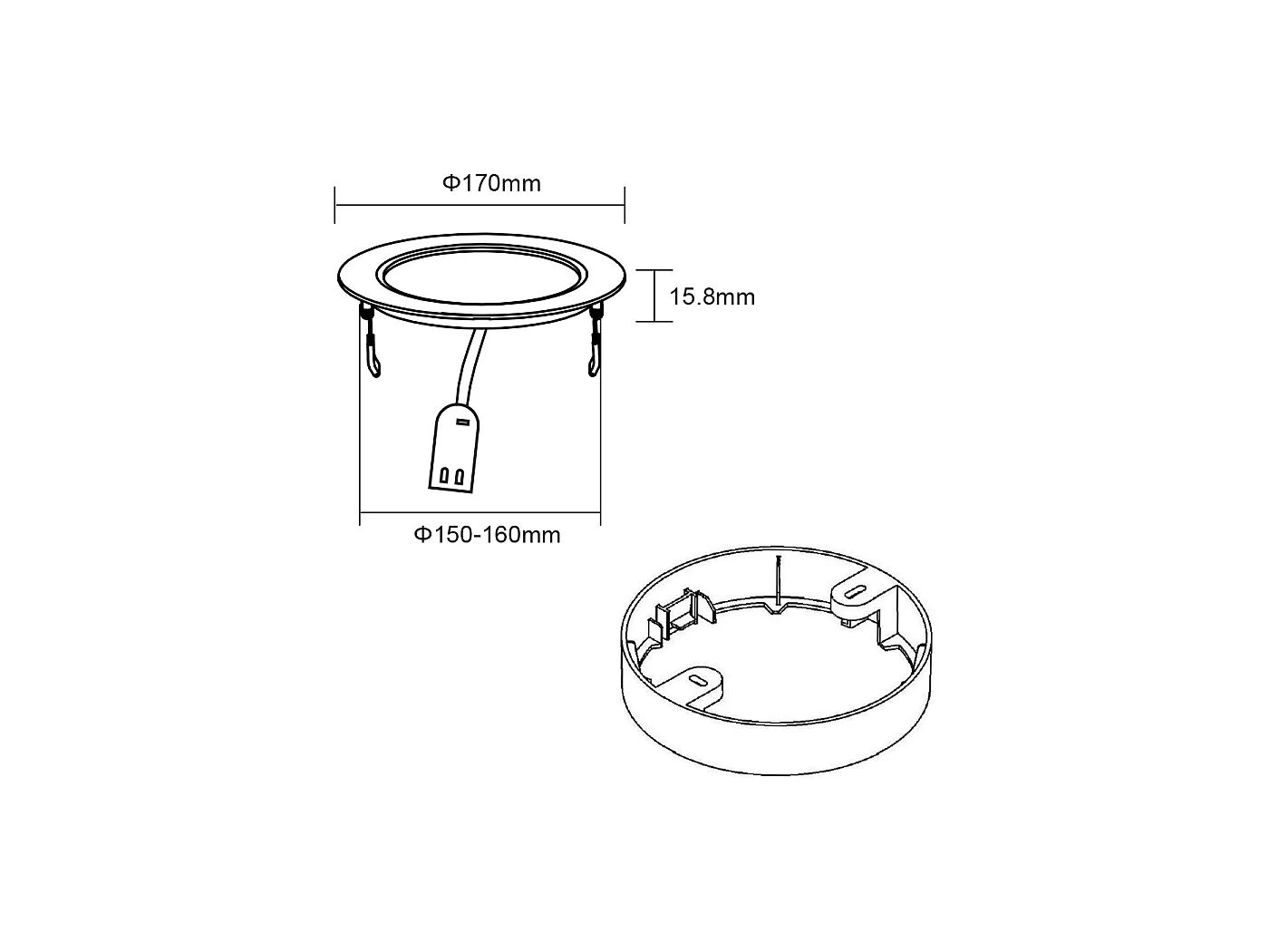 Panneau Led Rond 12W 1200Lm Cct 3000K/4000K/6000K Installation Encastrée Saillie Diamètre 170Mm Classe Ii Ip20 Luminaire Plafonnier Réglable