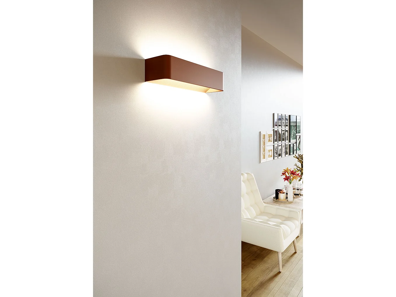 Luminária de parede LED Icon Wall 12W 120° CCT com interruptor 2700K/3200K/4000K Corten - Iluminação decorativa indireta - Beneito & Faure