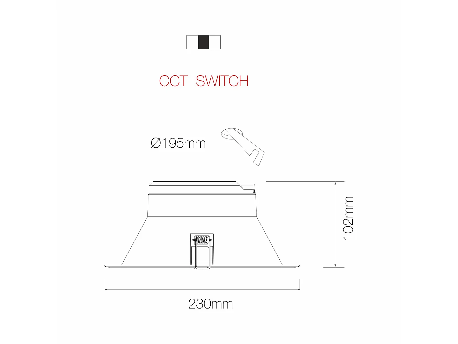 Luminária de embutir LED Beneito & Faure Thessis 25W 90º CCT, interruptor, cor 3000K/4000K/5000K, preto fosco - Iluminação interior de qualidade
