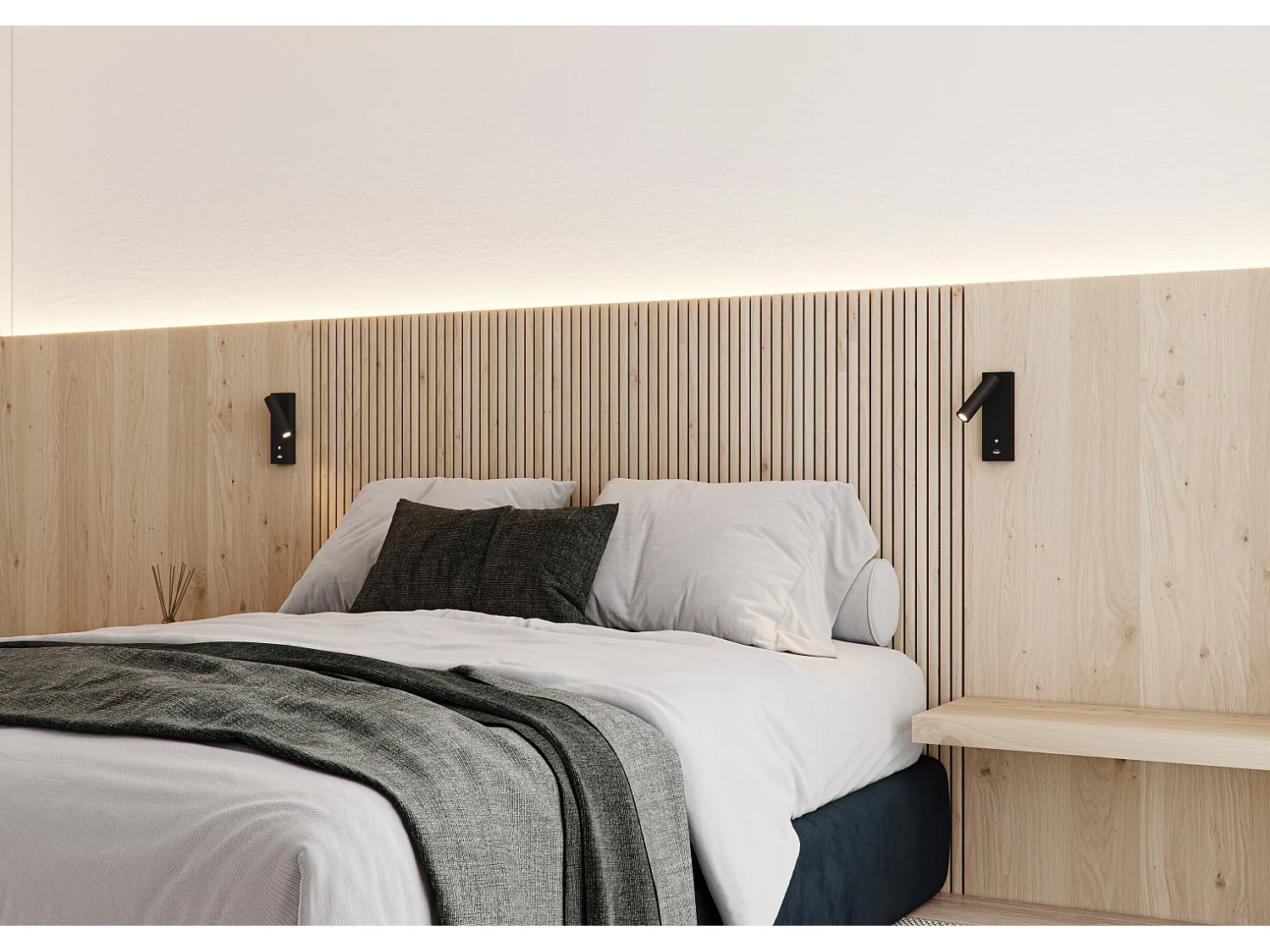 Aplique de parede LED PURE WALL 4W 30° 2700K c/ 3 níveis de intensidade, branco fosco, ajustável e com carregamento USB-C - Beneito & Faure