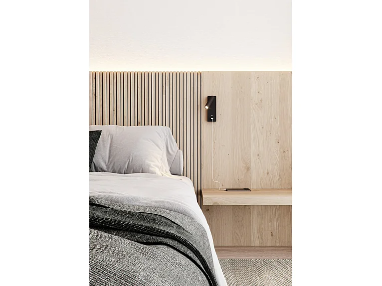 Aplique de parede LED PURE WALL 4W 30° 2700K c/ 3 níveis de intensidade, branco fosco, ajustável e com carregamento USB-C - Beneito & Faure