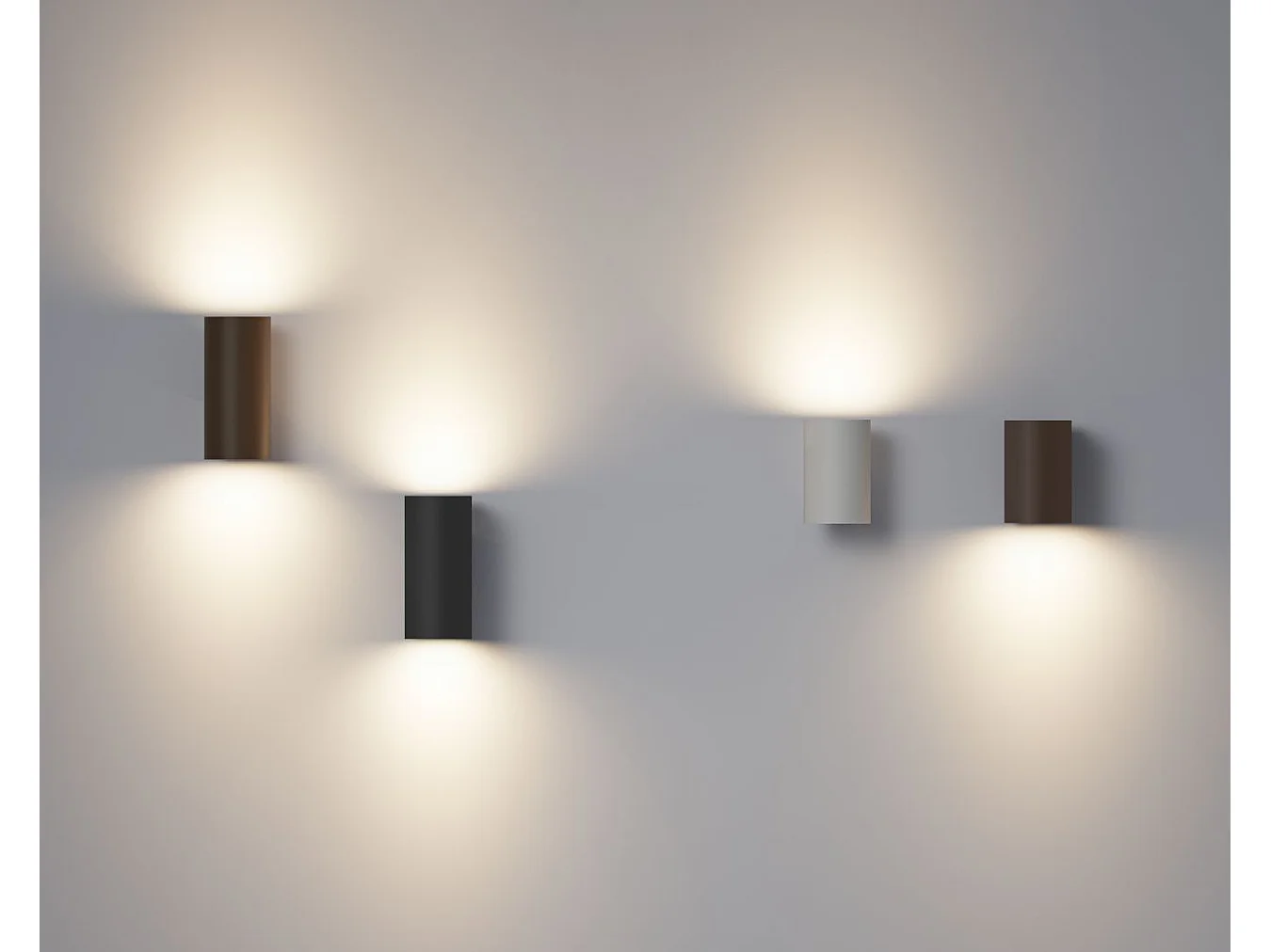 Luminária de parede cilíndrica LED GU10 de 38° com acabamento preto fosco, design moderno para iluminação de interiores - Beneito & Faure