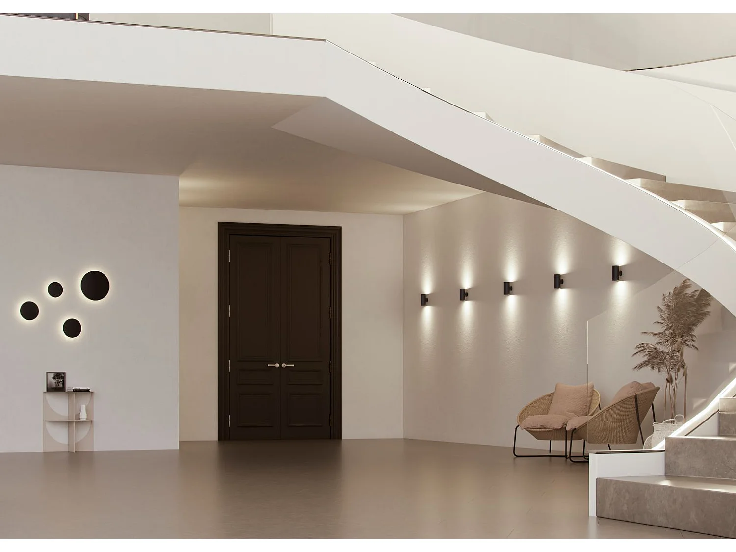 Luminária de parede cilíndrica LED GU10 de 38° com acabamento preto fosco, design moderno para iluminação de interiores - Beneito & Faure