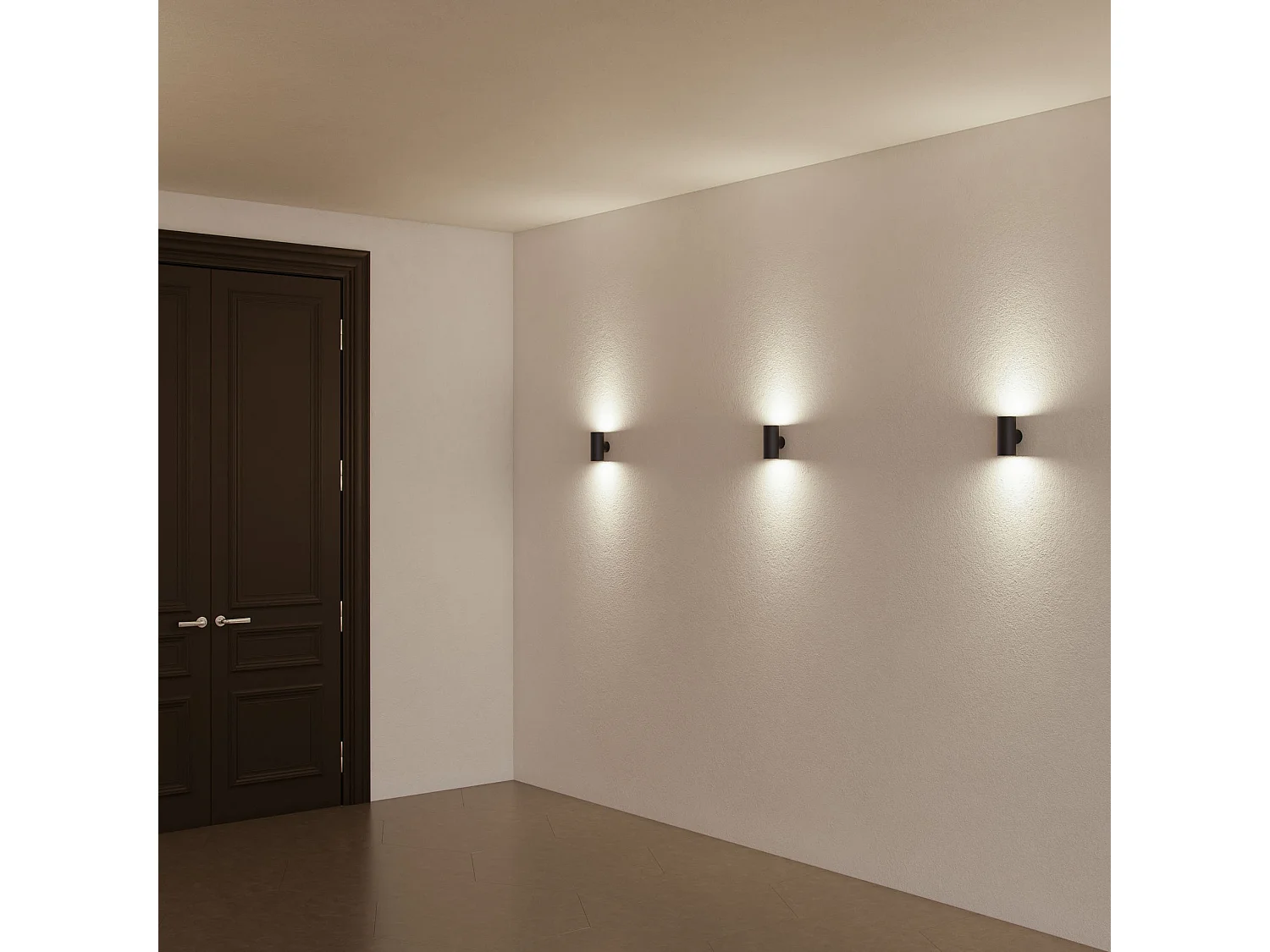 Luminária de parede cilíndrica LED GU10 de 38° com acabamento preto fosco, design moderno para iluminação de interiores - Beneito & Faure
