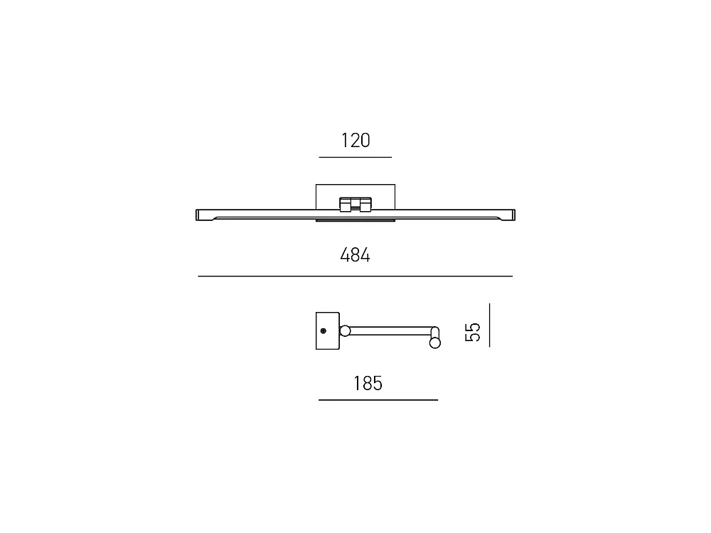Luminária de parede Gealuce GAP443N em metal polido, LED 8W 4000K, luz indireta, difusor sintético, IP20, design moderno - Gealuce