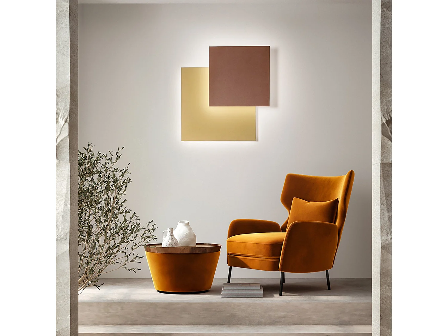 Applique Murale Led Orientable Or/Marron Métallisé 48W, Design Moderne En Métal Et Aluminium Avec Diffuseur En Acrylique De La Marque Perenz.