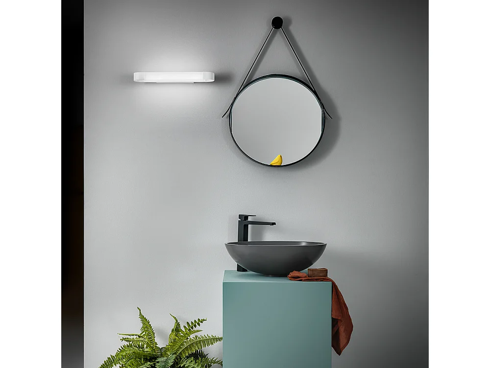 GAP 12W LED-Wandleuchte, 1260 lm, 4000 K, mattweißes Aluminiumgehäuse, IP44-Acryl-Diffusor – Modernes Design – Gea Luce