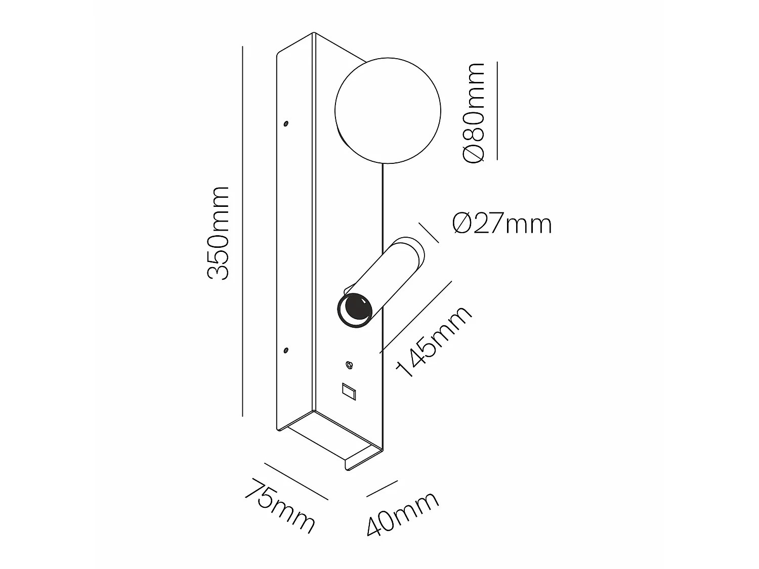 Aplique de parede LED Sphere Alp 20W 2700K com feixe de luz de 360° e ajuste de foco, conforto visual, UGR<19, cor branca fosca - Beneito & Faure