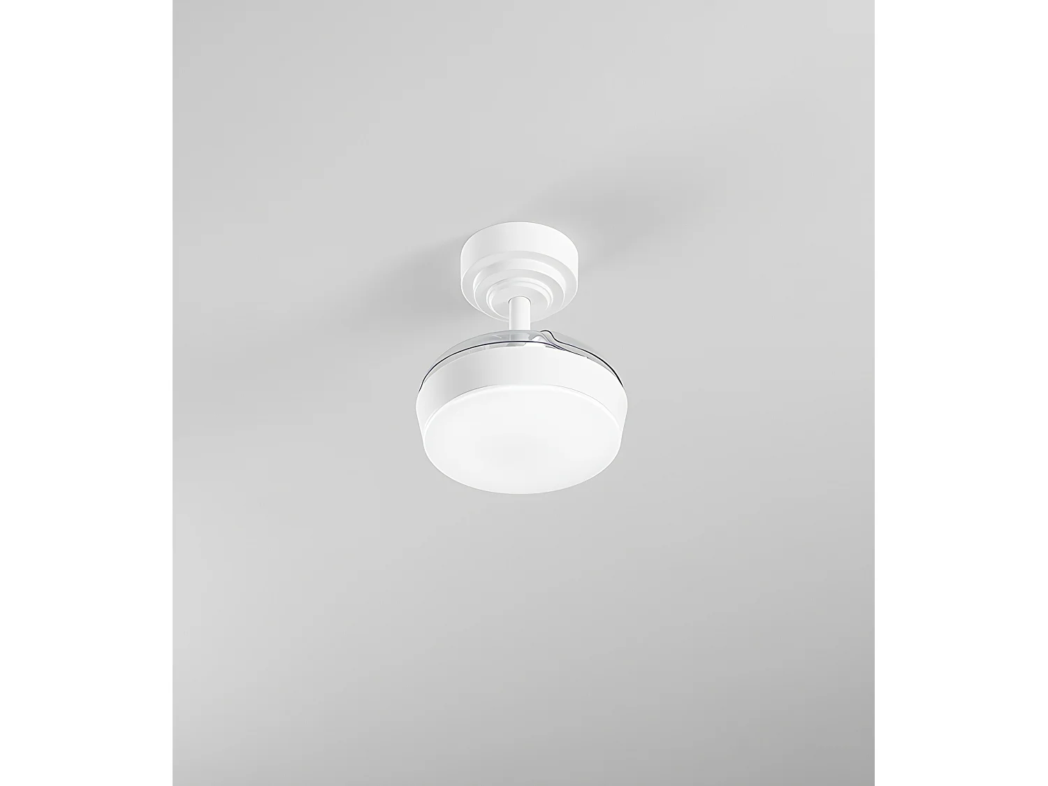 Ventilatore da Soffitto con Luce LED Integrata 24W, Pale a Scomparsa in Acrilico Trasparente, Motore DC, Bianco, D.56 cm - Perenz