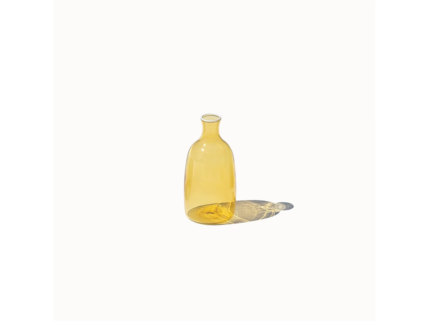 Petit Vase Un Fiore En Verre Borosilicaté Soufflé À La Bouche, Design Élégant Avec Décor Blanc, Capacité 35 Cl, Jaune Or, Idéal Pour La Déco.