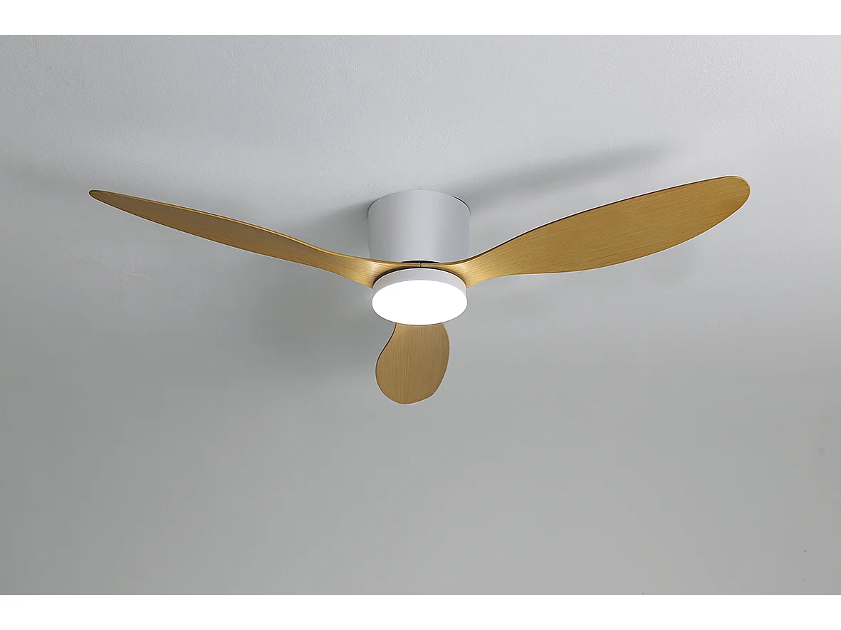 Ventilatore a Soffitto HELIKA Bianco con LED 18W Integrato, Regolazione CCT 3000-4000-6500K, Telecomando e Invertitore di Marcia - Rossini
