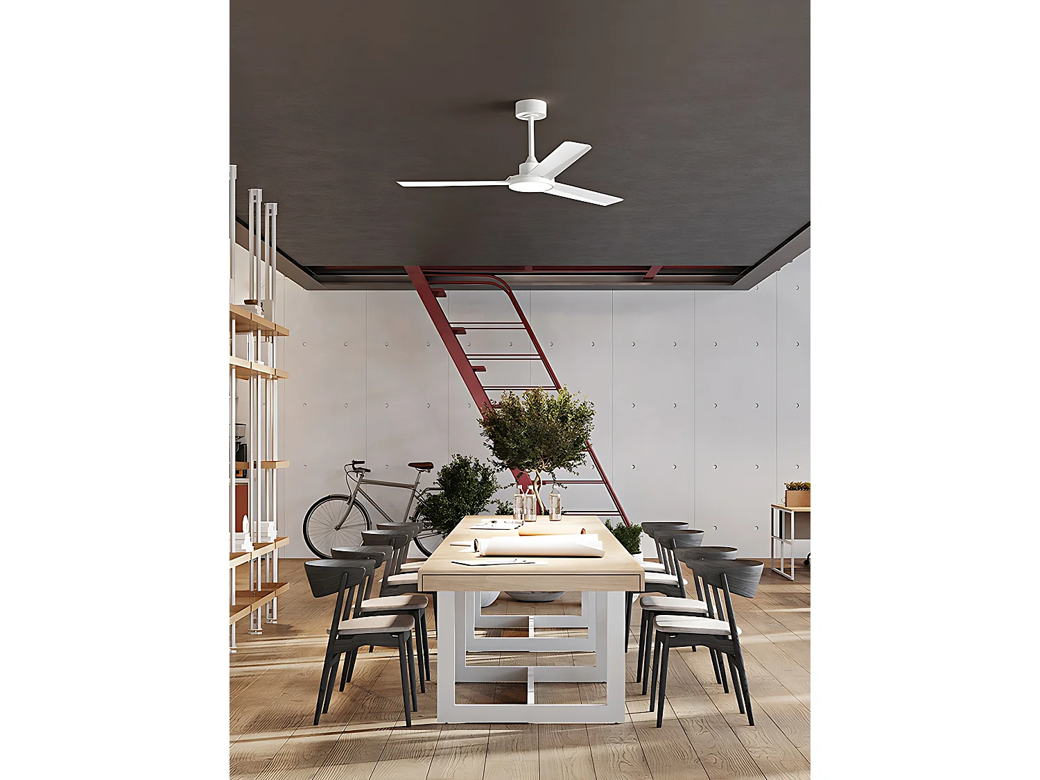 Ventilatore da Soffitto con Luce LED Integrata, Motore DC 30W, Diametro 132 cm, Bianco, Telecomando Incluso, 6 Velocità, Timer - Perenz