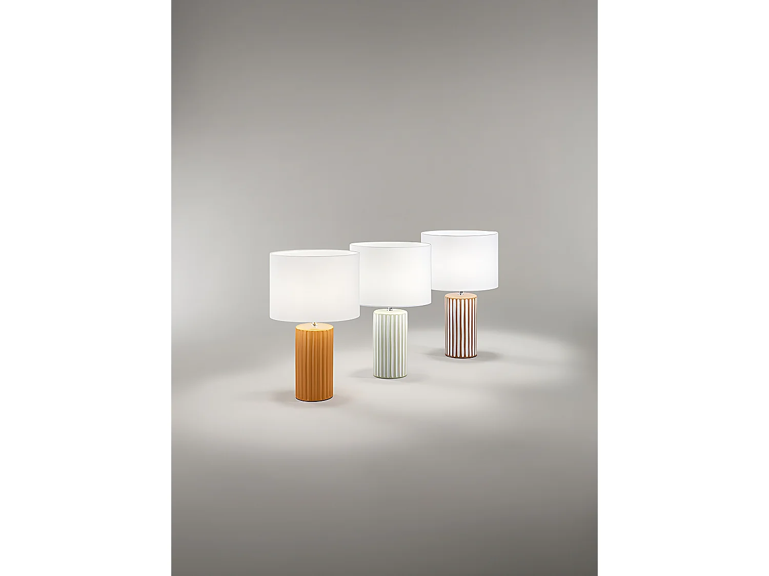 Lampe de table Perenz en céramique marron avec abat-jour tissu d.28 cm H46 cm, 1xE27 max 60W, finition chaleureuse
