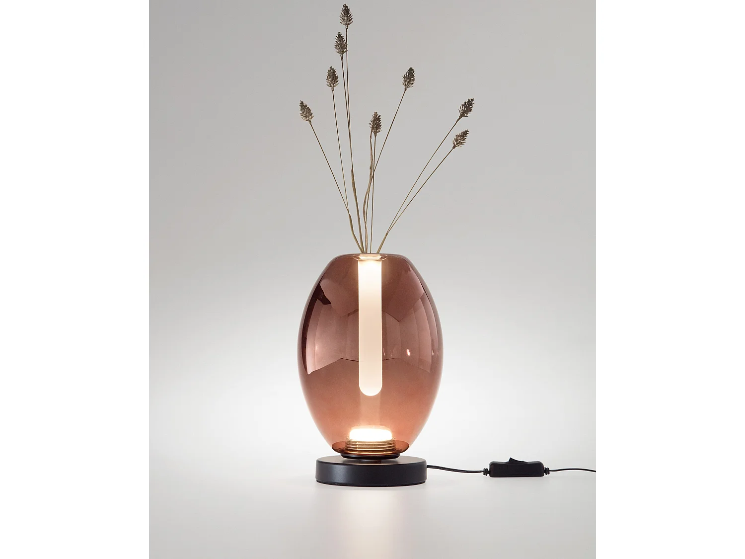 Lampa stołowa LED Tully 7W, metalowa rama i ametystowe szkło borokrzemowe, funkcja ściemniania dotykowego, barwa światła CCT 2700K/3000K/4000K