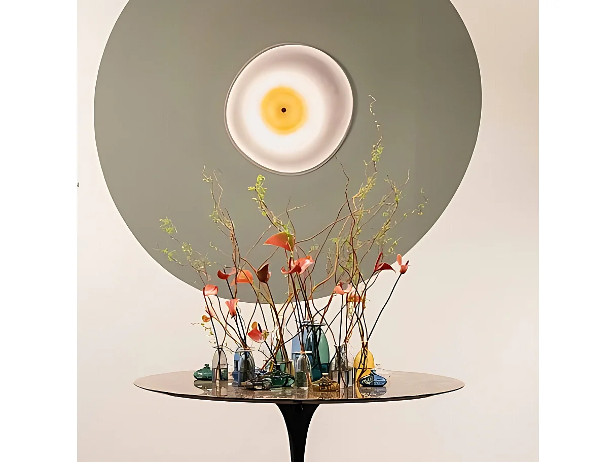 Vasetto Un Fiore capacità 35 cl in vetro borosilicato soffiato a mano con raffinato decoro bianco sull'imboccatura, colorazione Bluino, elegante
