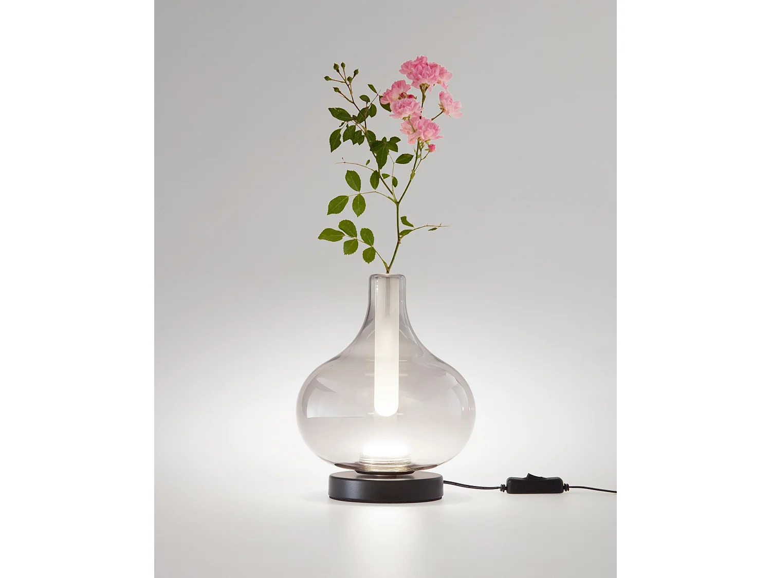 Crodo tafellamp, transparant lichtgrijs, 7W geïntegreerde LED, kleurtemperatuur 2700K-3000K-4000K, touchdimfunctie, borosilicaatglas - Crodo