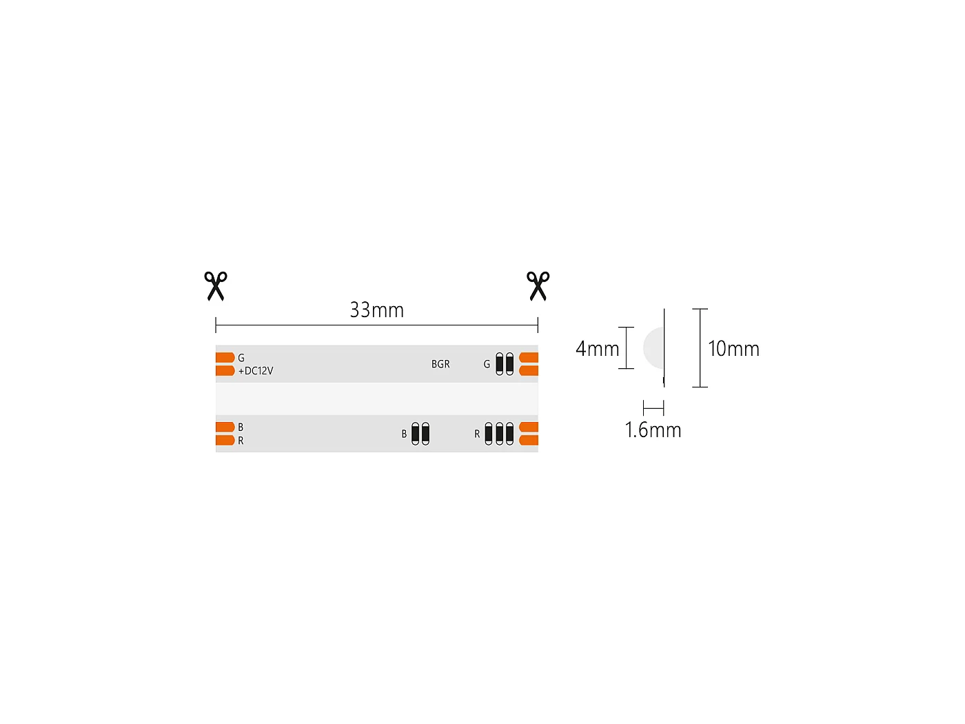 Alcapower COB LED-strip kit 1m IP65 RGB 12V 15W met IR-dimmer, 810 LED's, 180 graden hoek, waterdichte bescherming voor decoratieve verlichting.
