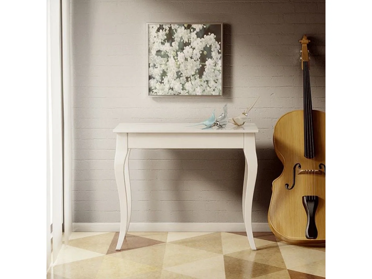 Rozkładany stół konsolowy 90x48/308 cm Holland biały jesion