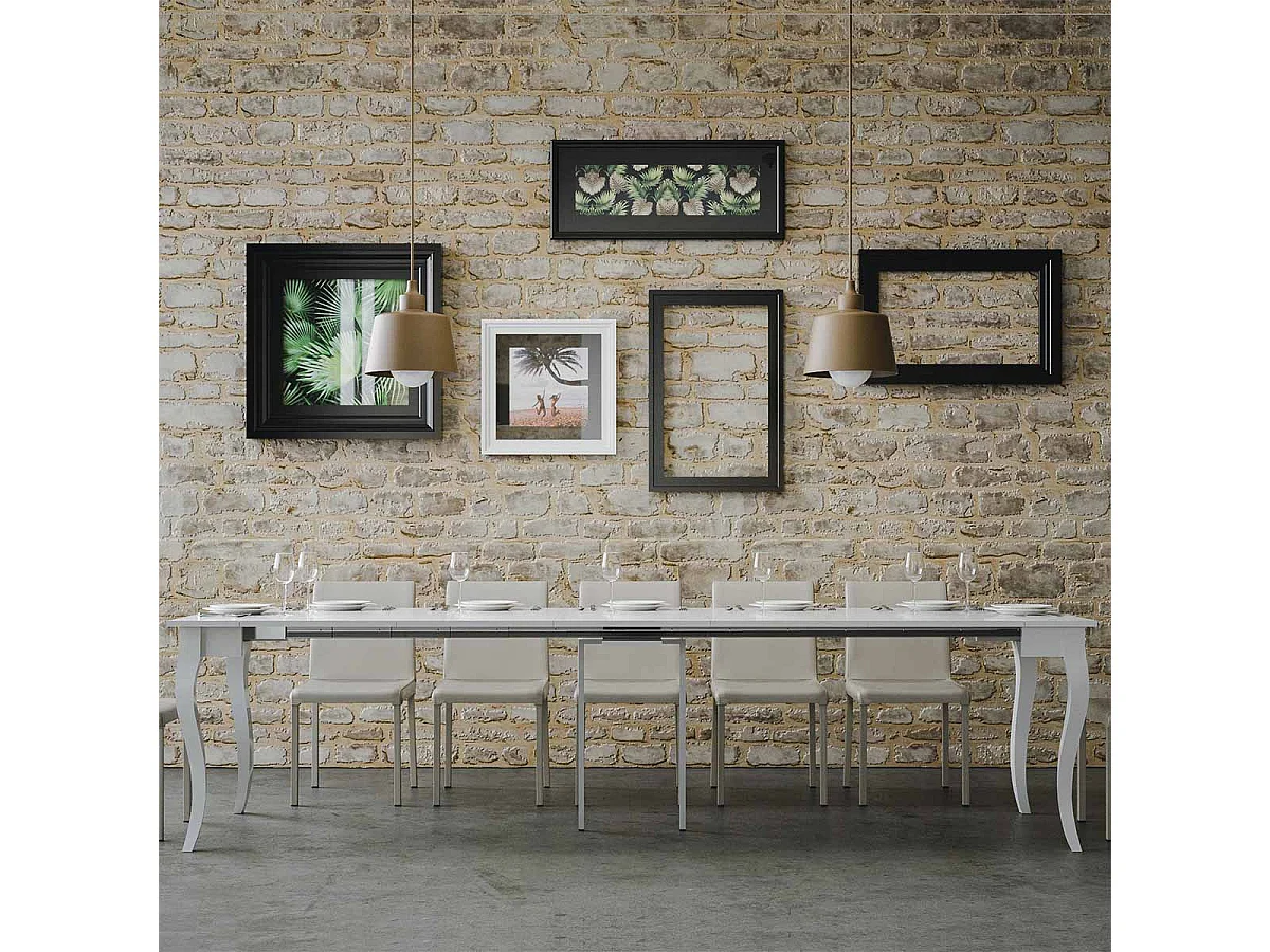 Rozkładany stół konsolowy 90x48/308 cm Holland biały jesion