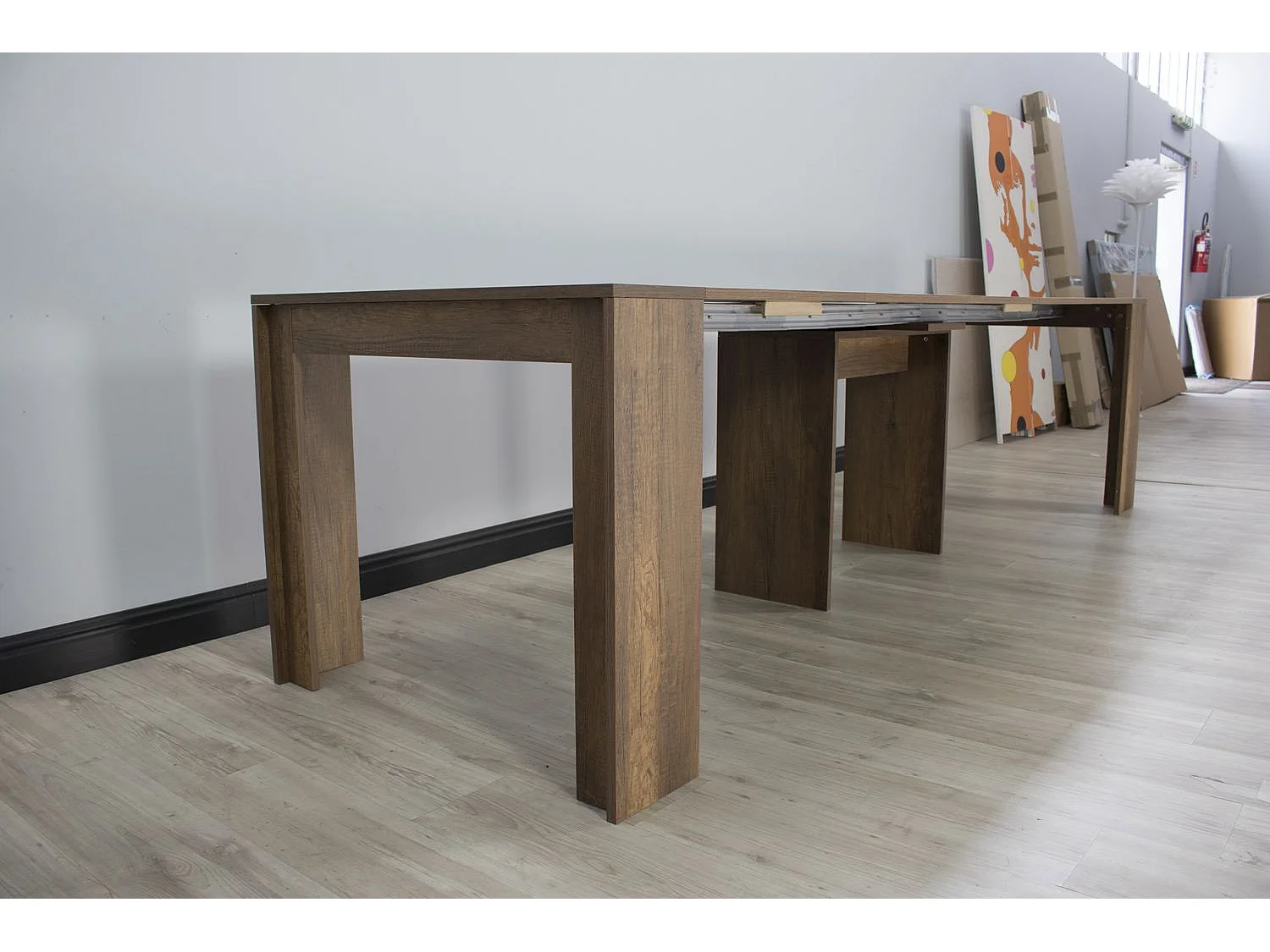 Rozkładany stół konsolowy 90x42/302 cm Mia orzech