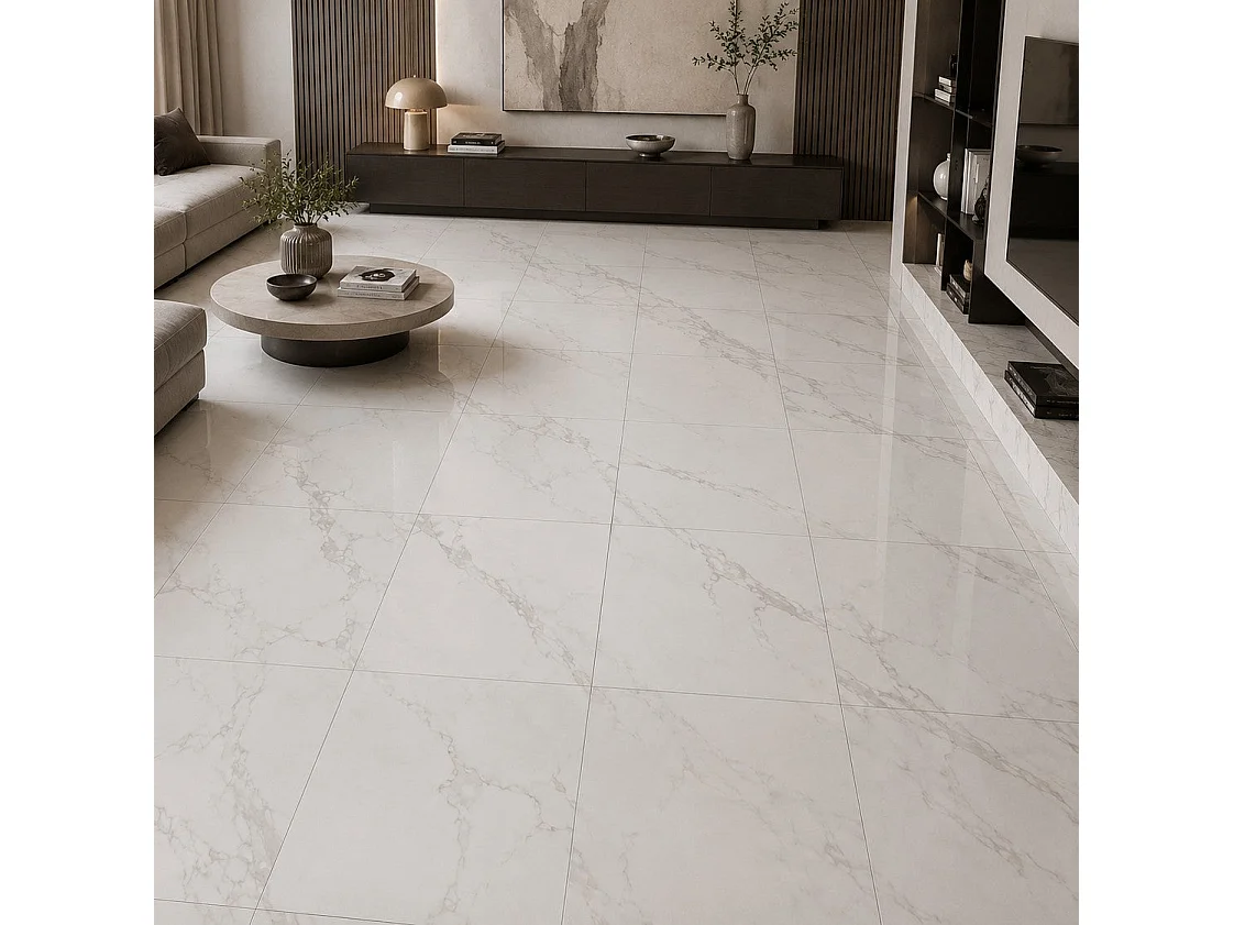 Piastrelle Autoadesive PVC Divina Home Effetto Marmo Bianco, Set 22 Pz per 2 mq, Spessore 0,15 cm, 30,4x30,4 cm - Design Moderno e Versatile