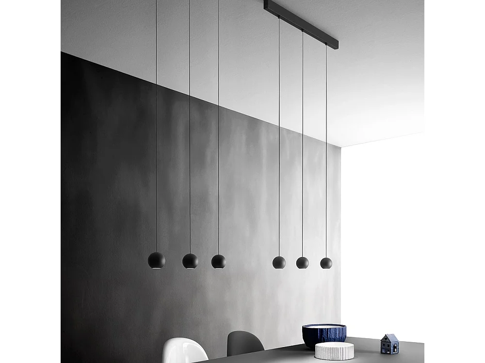 Guya S/3 Mehrfache lineare Pendelleuchte 24W LED 3000K 1525lm 36° Satin Schwarz - Gealuce