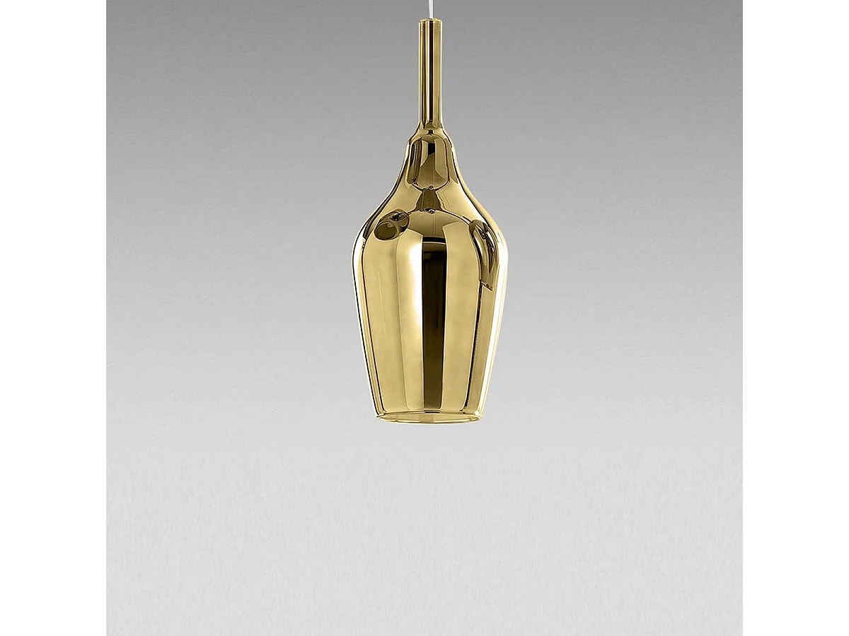 Ofelia S/12 Mini-Pendelleuchte aus goldfarbenem, verspiegeltem Borosilikatglas mit G9-Fassung und 3-Meter-Kabel für den Innenbereich - Gealuce