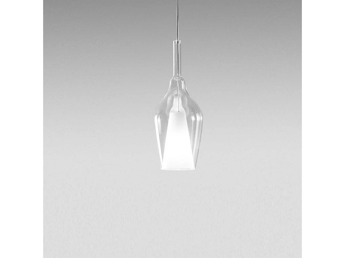 Ofelia S/12 Mini Suspension En Verre Borosilicate Transparent Avec Raccordement E27 Et Câble De 3 Mètres Pour Intérieur - Gealuce