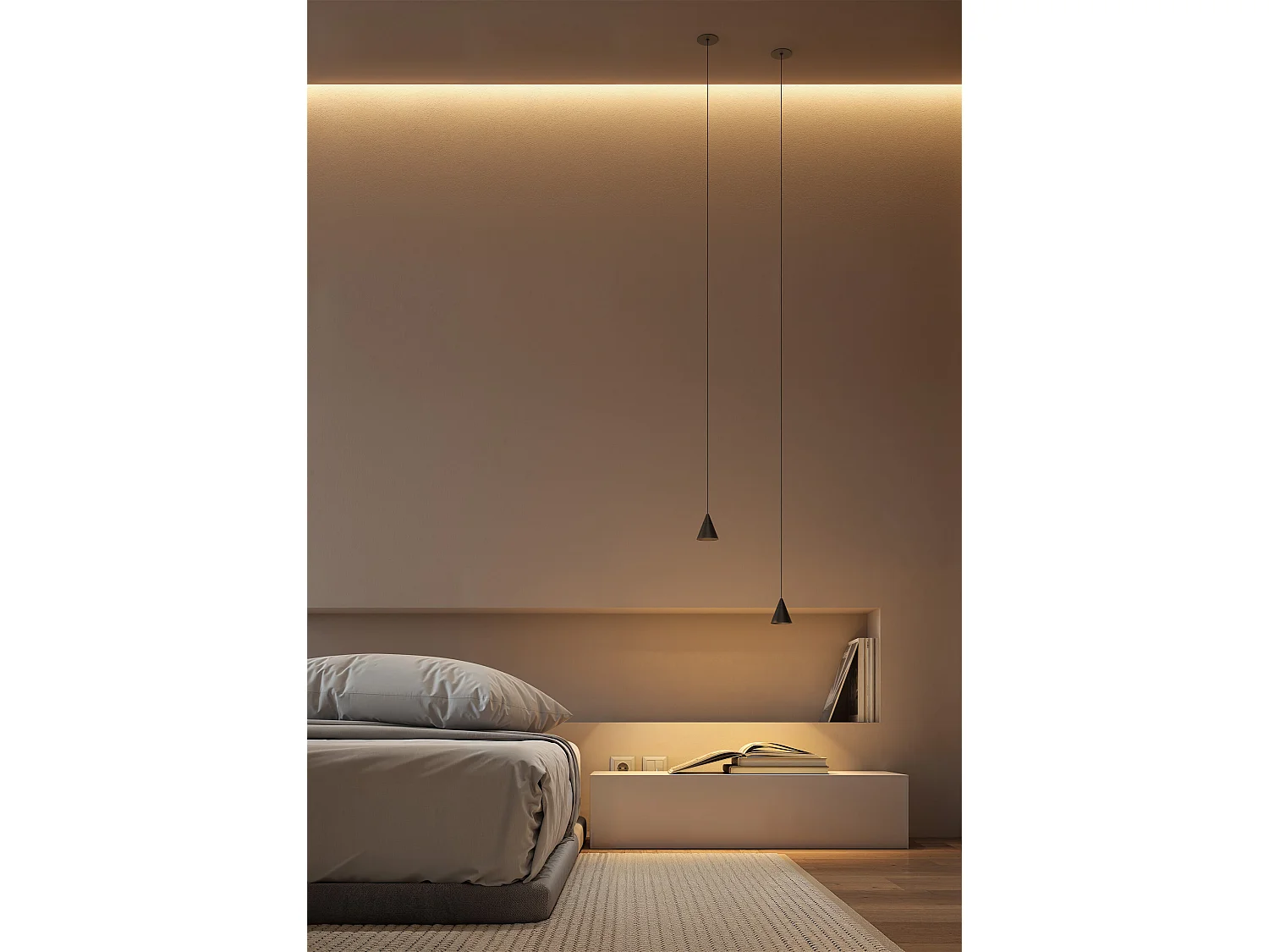 Zoe Surface hanglamp Beneito & Faure 7W 38° 3000K matzwart - conisch ontwerp LED CRI90 UGR<19 voor binnenverlichting