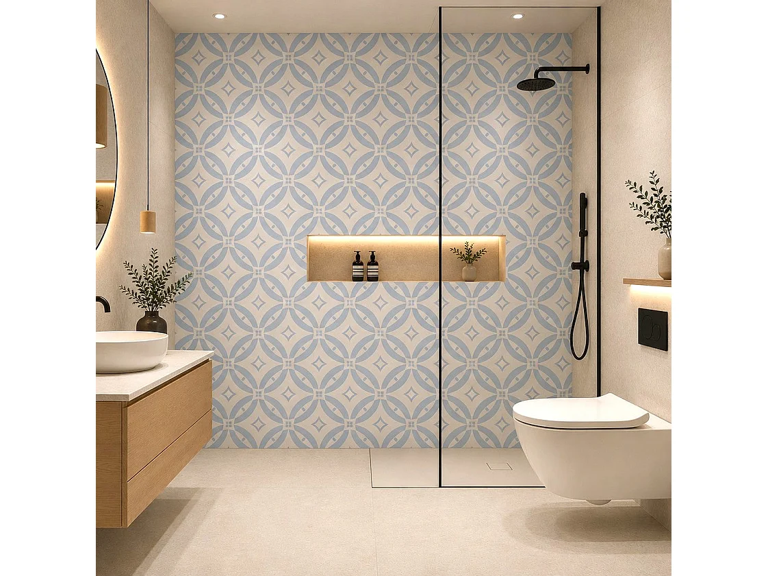 Piastrelle Autoadesive PVC Divina Home Effetto Maiolica Capri, Set 22 Pz per 2 mq, Spessore 0,15 cm, 30,4x30,4 cm - Stile Decorativo e Versatile