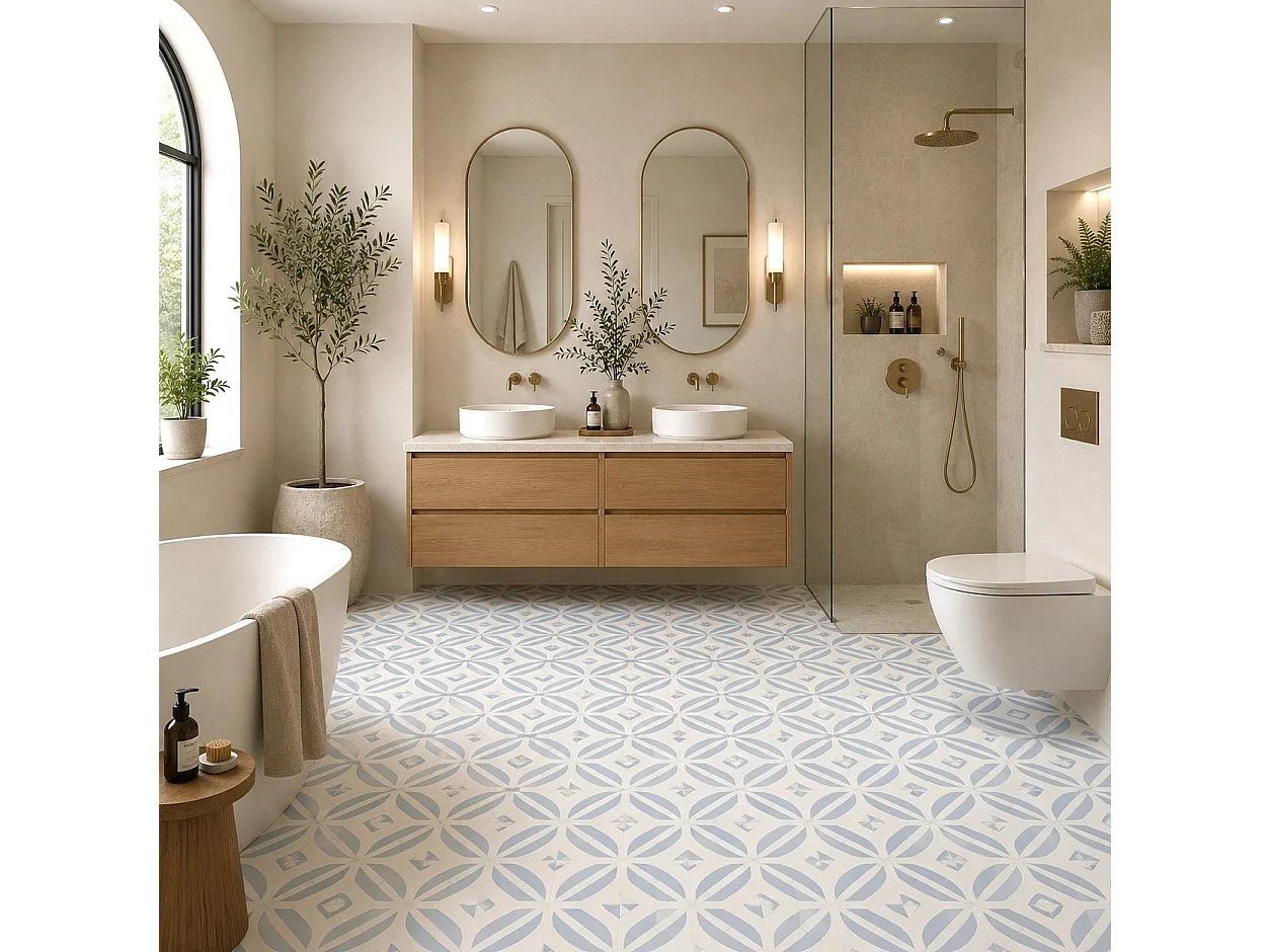 Piastrelle Autoadesive PVC Divina Home Effetto Maiolica Capri, Set 22 Pz per 2 mq, Spessore 0,15 cm, 30,4x30,4 cm - Stile Decorativo e Versatile