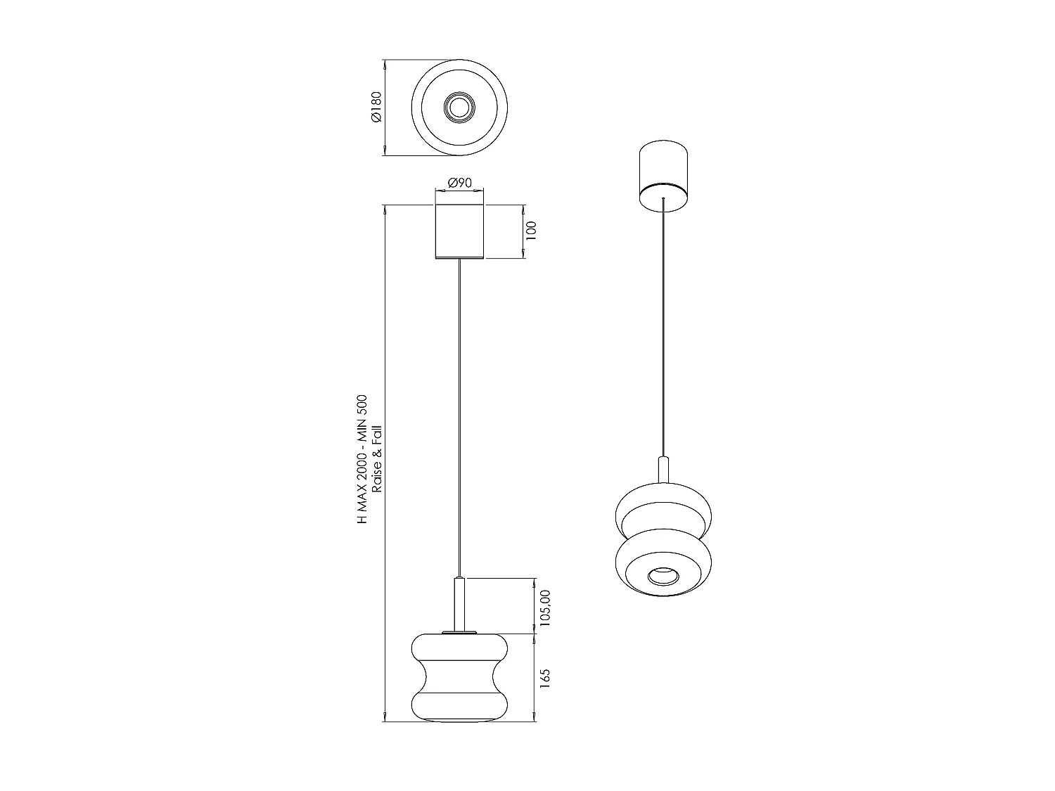 Frua hanglamp van metaal en cognacbruin borosilicaatglas, geïntegreerde 8W LED, kleurtemperatuur 2700K-3000K-4000K, traploos dimbaar - Frua